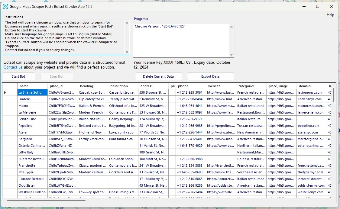 export google business data to in csv/excel